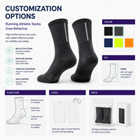 Chaussettes de course athlétiques réfléchissantes à marque privée pour les détaillants de course à pied, fourniture pour clubs avec support d'approbation d'échantillons