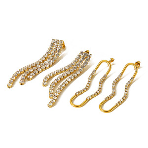 Diamond Earrings Geometric <b>Stud</b> <b>Titanium</b> Steel Women's Everyday Wear TE6984 - Product Image 5