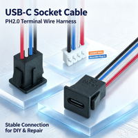 Cable con Conector Hembra Tipo C para Montaje en Panel LN-068, 4 Pines, Conector Tipo C para Equipos, Electrónica DIY, Modificación de Automóviles