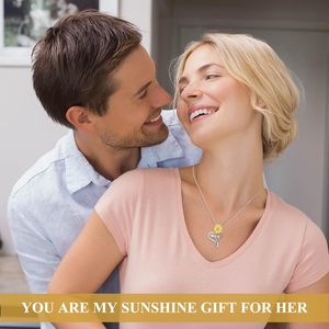 สร้อยคอเงินแท้ 925 รูปหัวใจ ดีไซน์ดอกทานตะวัน  "คุณคือแสงแดดของฉัน" สำหรับสาวๆ เพื่อนๆ ขายส่ง - Product Image 4