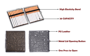 Estuche de Cuero para Cigarrillos, Capacidad para 20 Cigarrillos, Regalo para Hombre, Caja de Cigarrillos de Cuero y Metal, Accesorios para Fumar - Product Image 2