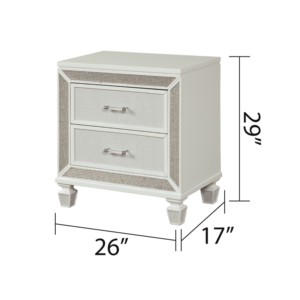 Comodino Moderno a 2 Cassetti in Legno Bianco con Cassetti Portaoggetti, Arredamento per Camera da Letto - Product Image 5