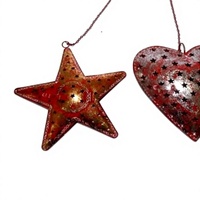 Décorations Murales de Noël Vintage en Métal Rouge – Ensemble Étoile, Cœur et Chaîne pour Salon, Thème Saint-Valentin