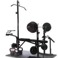 Banc de musculation multifonction réglable inclinable/declinable en acier robuste pour station de gym à domicile, avec barre de traction pour lat pulldown et barre de développement des jambes