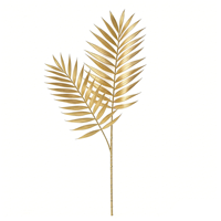 Tige de feuille de palmier dorée artificielle à 2 têtes, feuille de palmier Areca réaliste en finition dorée pour la décoration d'automne dorée, mariage et maison