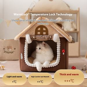 Caseta para Mascotas con Forma de Hongo Marrón, Refugio Cerrado y Cálido para Perros y Gatos - Product Image 5