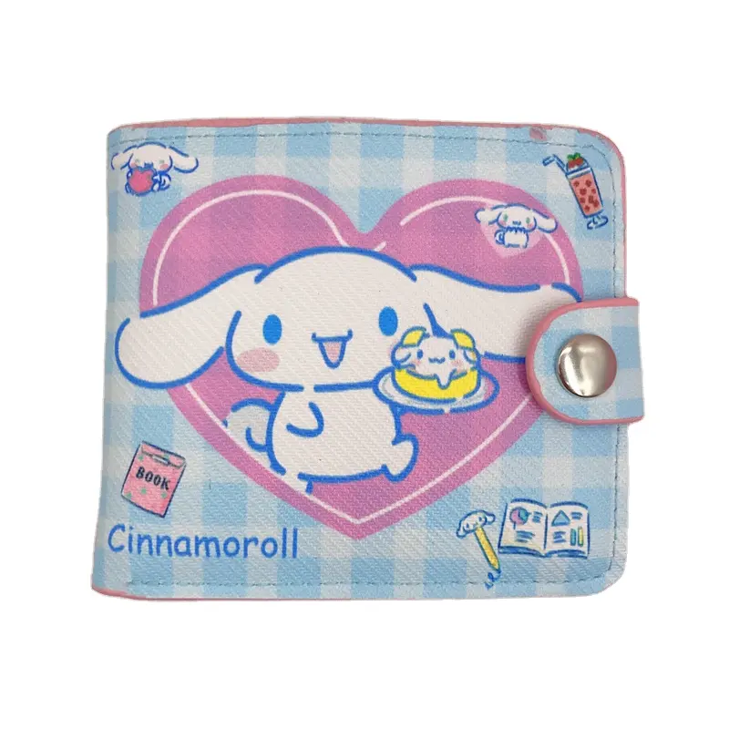DHF446 뜨거운 판매 귀여운 만화 도매 산리오 지갑 내 멜로디 시나모 롤 쿠로미 PU 동전 지갑 패스너 지갑