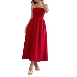 Vestido Largo Elegante de Mujer, Color Sólido, Sin Mangas, Espalda Descubierta, Estilo Tubo, Corte en A - Product Image 3