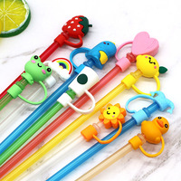 Vente en gros de couverture de paille réutilisable en silicone pour animaux mignons housse de protection de paille housse de paille anti-éclaboussures