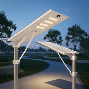 Lampadaires LED solaires extérieurs 150W 180W IP66 avec détecteur de mouvement et batterie pour zones commerciales - Product Image 1