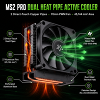 Pendingin SSD M.2 SNOWMAN MS2 Pro 2 Heat Pipe Kipas PWM 70mm Radiator Pendingin Aktif untuk 2280 PCIe 5.0 NVMe PC Desktop OEM