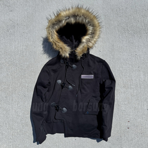 Produttore di abbigliamento <span class=keywords><strong>felpa</strong></span> in cotone invecchiato da uomo con <span class=keywords><strong>cappuccio</strong></span> in pelliccia sintetica staccabile con Zip per uomo - Product Image 2
