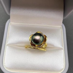 Base para Anillo de Plata S925 10534DIY, Diseño de Hoja de Ginkgo, con Cuentas Redondas de 10-13mm, Accesorios de Perlas para Mujer - Product Image 3