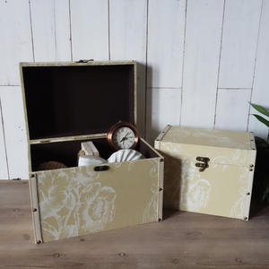 Mingcan Wholesale Decorative Yellow Wooden Antique Vintage Print Trunk Storage Box