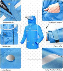 Combinaison de pluie en polyester respirante, imperméable et coupe-vent, haute visibilité, pour motards et cyclistes, très vendue - Product Image 5