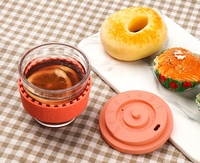 Tasses à café transparentes réutilisables résistantes à la chaleur, tasse à café en Silicone et en verre avec couvercle en Silicone pour fille, vente en gros