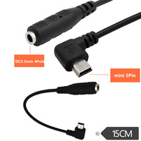 15cm Mini 5pin DC3.5 Femelle 5 Broches USB Mâle Câble Adaptateur PVC Veste Tressé Prise Audio 90 Angle Microphone Angle Droit Mini 90