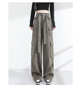 Cool Girl – pantalon Cargo noir Vintage pour <span class=keywords><strong>femme</strong></span>, jean <span class=keywords><strong>Baggy</strong></span> taille haute, mode années 90, plusieurs poches, pantalon Cargo Design - Product Image 6