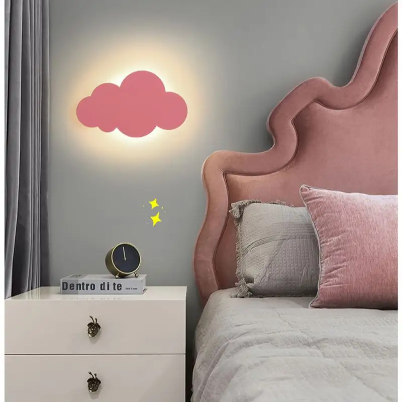 Creative Indoor Children Room Led Cloud Shape Sconce Kids Room Bedroom Acrylic Cartoon Bedside Decoration Wall lamp light