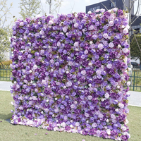 Nouvelle Murale Florale 3D Enroulable en Soie Artificielle, Rose Violette Foncée Réaliste, avec Feuilles Tropicales, pour Décoration de Mariage et Événements