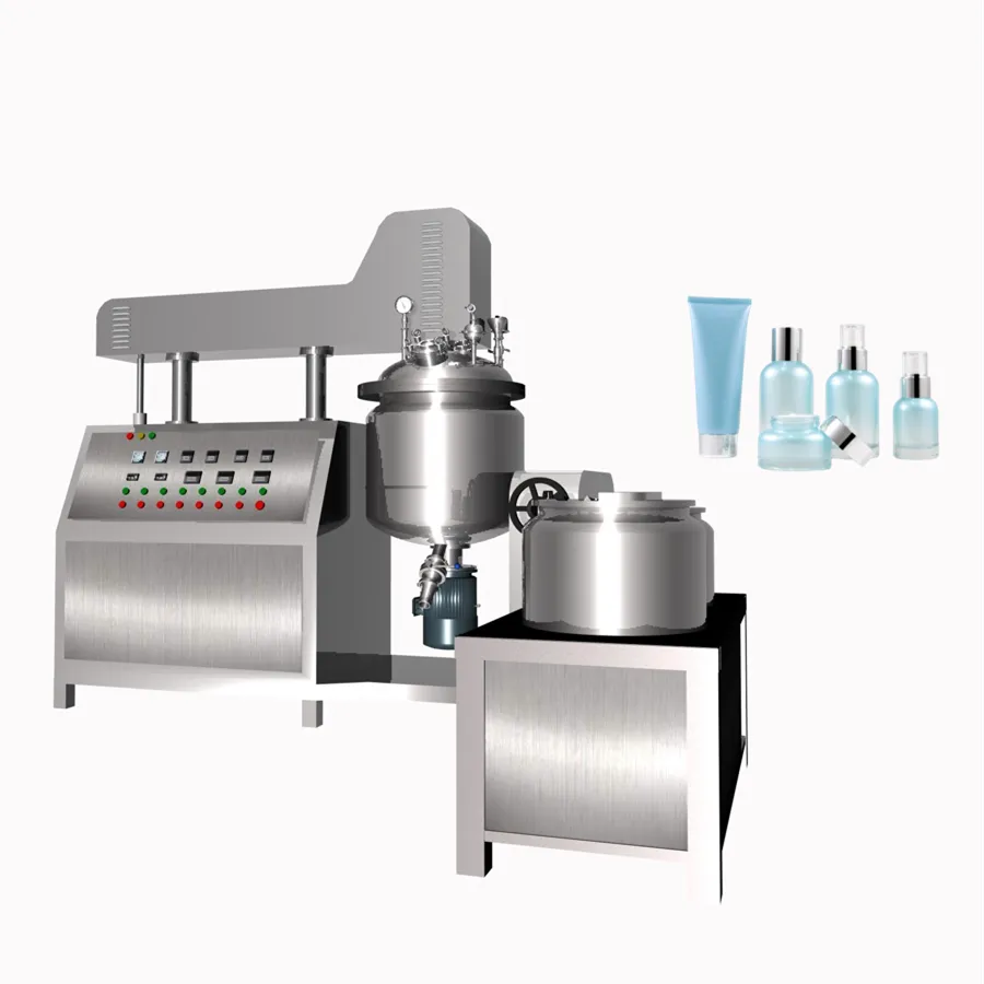100l double jacketed vacuum homogenizer mixer shea butter cream emulsion emulsifying machine with oil/water pots