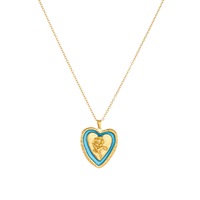 Collier Cœur Rose Éternelle en Acier Inoxydable Plaqué Or 18K avec Pendentif Émaillé, Anti-ternissement, Étanche, Bijou Floral Romantique, Cadeau