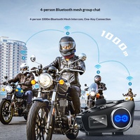 Intercom de moto Y6X pour 4 motards, portée 1000m, étanche IPX6, autonomie 22H, avec partage de musique pour les motards