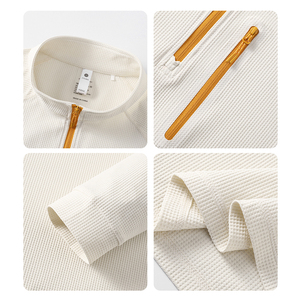 เสื้อยืดผู้ชายแบบมีซิปแห้งเร็วเสื้อโปโลผ้าเปล่าสีทึบคอเต่าสำหรับออกกำลังกาย1/4โลโก้แบบกำหนดเอง - Product Image 5