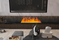 Cheminée électrique encastrée 3D en métal avec effet de flamme LED, contrôlée par application, thermostat réglable, pour usage hôtelier, classe énergétique