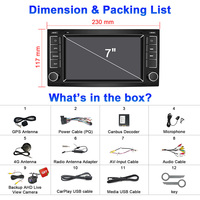 Autoradio Android 7 pouces avec écran tactile, GPS, amplificateur, OBD2, Mirror Link, TPMS, garantie 1 an VW