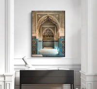 Affiche d'art mural sur toile avec impression d'arche de couloir de style marocain, pour la décoration de salon, esthétique