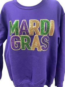 Mardi Gras King cake ปักลาย Nola Orleans Fleur de Lis Patch sequin Glitter twill Fabric shirt with Hat usage - Product Image 2