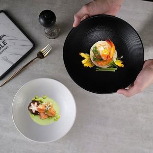 Nordic Style Matte Black White <b>Ceramic</b> <b>Plate</b> High Appearance Level Dinnerware Cold Dish Fruit Salad Soup Pasta <b>Plate</b>&Bowl - Product Image 3