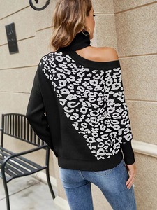 Maglione Pullover da Donna alla Moda Autunno Inverno con Stampa Leopardata a Maniche Lunghe, Maglieria con <span class=keywords><strong>Spalle</strong></span> <span class=keywords><strong>Scoperte</strong></span> Sehe Fashion - Product Image 5