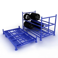 Étagère de stockage robuste pour entrepôt, en acier, pour pneus de camion, avec poteaux métalliques pliables et amovibles, anti-rouille