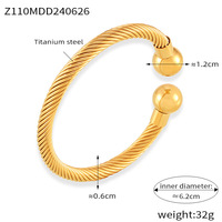 Bracelet élégant et tendance pour femme, minimaliste, géométrique, plaqué or/argent, avec perle en acier inoxydable torsadée, pour un usage quotidien