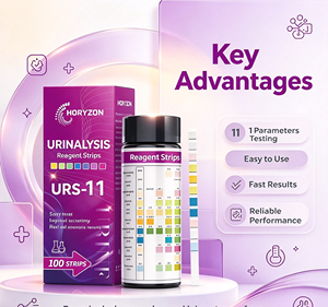 แผ่นทดสอบปัสสาวะทางการแพทย์ URS-11 สำหรับ<span class=keywords><strong>ตรวจ</strong></span> 11 พารามิเตอร์ <span class=keywords><strong>ตรวจ</strong></span>ภาวะติดเชื้อทางเดินปัสสาวะ โรคเบาหวาน สุขภาพไตและตับ การตรวจวิเคราะห์<span class=keywords><strong>ปัสสาวะ</strong></span> 100 แผ่น/ขวด ได้รับการรับรองมาตรฐาน CE - Product Image 3
