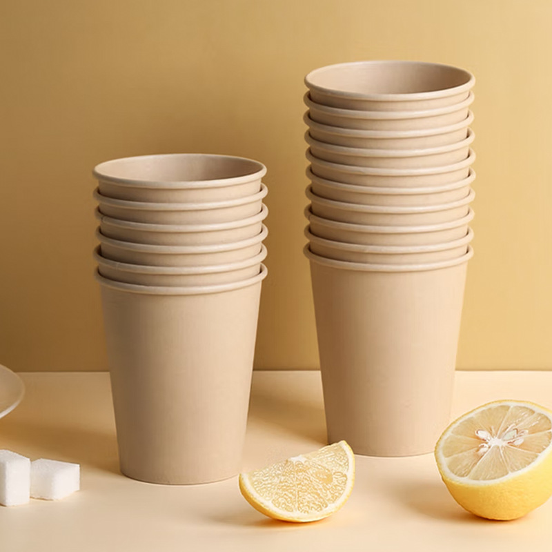 Wholesale 8oz 12oz 16oz 24oz Biodegradable Disposable Custom Printer Logo Coffee Single Wall Kraft Paper Cups Plastic Lid Option