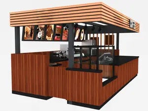 소매 음식 간이 건축물 도매 나무로 되는 커피 진열장 판매를 위한 작은 상점가 커피 간이 건축물 디자인
