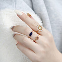 Bague Réversible en Argent Sterling 925 Plaqué Or 14K avec Pierres Précieuses Cordierite, Iolite et Dichroite Anti-Anxiété de l'Usine Mlluki
