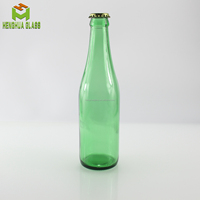 Forme personnalisée 330ml 11oz 33cl bouteille en verre de bière verte limonade boire soda bouteille d'eau conteneur avec bouchon en métal