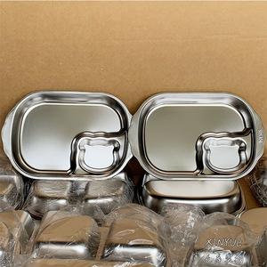 จานอาหารกลางวันเด็กสแตนเลสทรงสี่เหลี่ยมขนาดใหญ่หลายช่องเกรดอาหารทนต่อการตกกระแทกสำหรับใช้ในบ้านโรงเรียนอนุบาล - Product Image 3