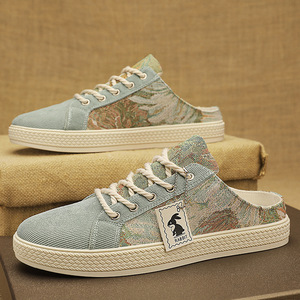 New 2026 Men's Canvas <b>Half</b> Shoes Breathable Casual Sneakers Soft Bottom Home Outdoor Slippers - Product Image 1