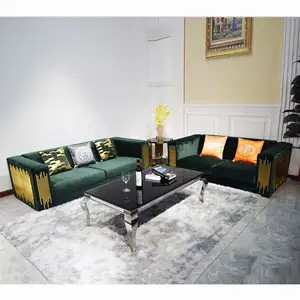 Shimano lit — canapé en velours en acier inoxydable, ensemble composé de 3 pièces, mobilier de luxe