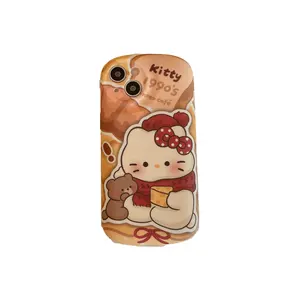 Japanse Koreaanse Bruine Cartoon Beer Kt Kat Vloeibare Siliconen Mobiele Telefoon Accessoires Hoes Voor Iphone 11 12 13 14 15 Pr