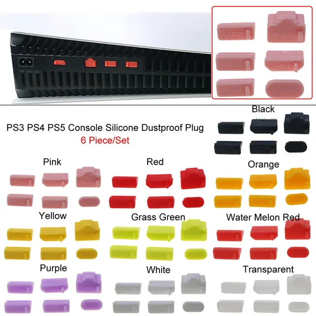 Interface Dust Proof Kit for PS5 Console Dust Plug for PS5 Console Jack Port Dustproof Cover Case