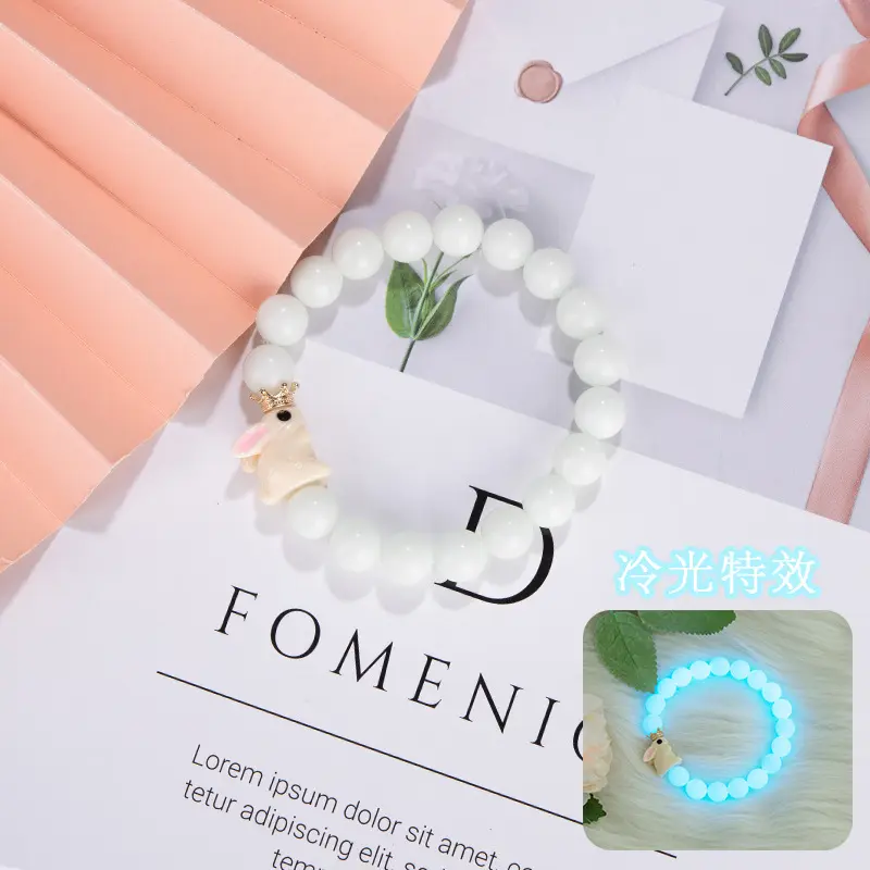 Hot Sale Luminous Jade Rabbit Bracelet Couple Hand Rope Around Finger Bracelet bestie gift Valentine's Day