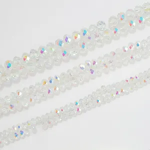 Zhubi 4/6/8MM Faceted Rondelle Glass Beads Half AB Coating Crystals Loose Beads For Jewelry Making Necklace Bracelet Crafts