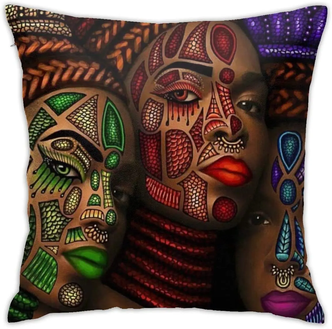 아프리카 흑인 블랙 여성 아트 장식 베개 케이스 스퀘어 쿠션 케이스 홈 소파