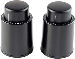 MUYI Lot de 2 bouchons à vin en ABS et acier inoxydable, bouchon de vin rouge sous vide avec pompe à air et enregistrement de <span class=keywords><strong>la</strong></span> date - Product Image 2